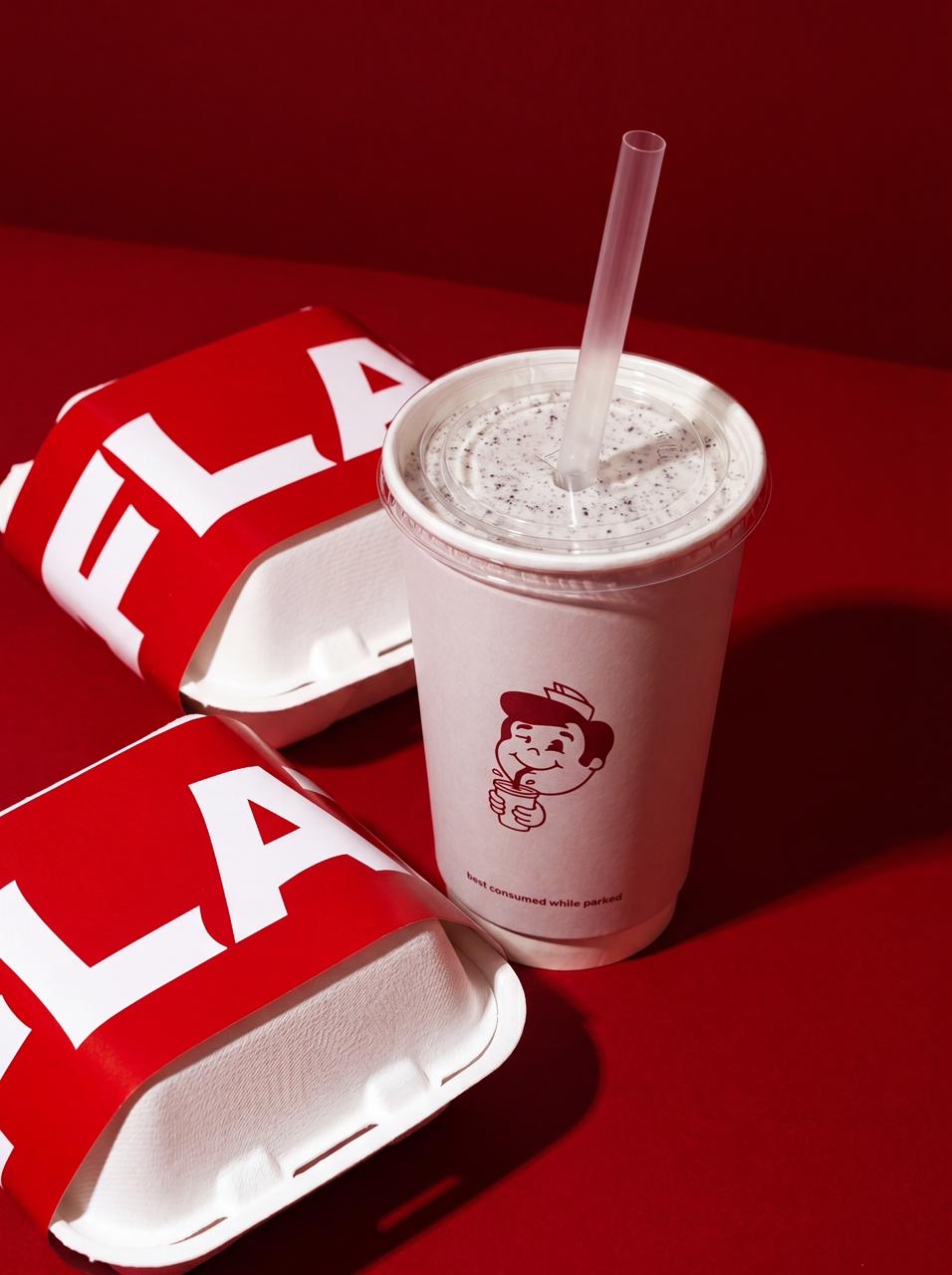 Flat milkshake close-up
